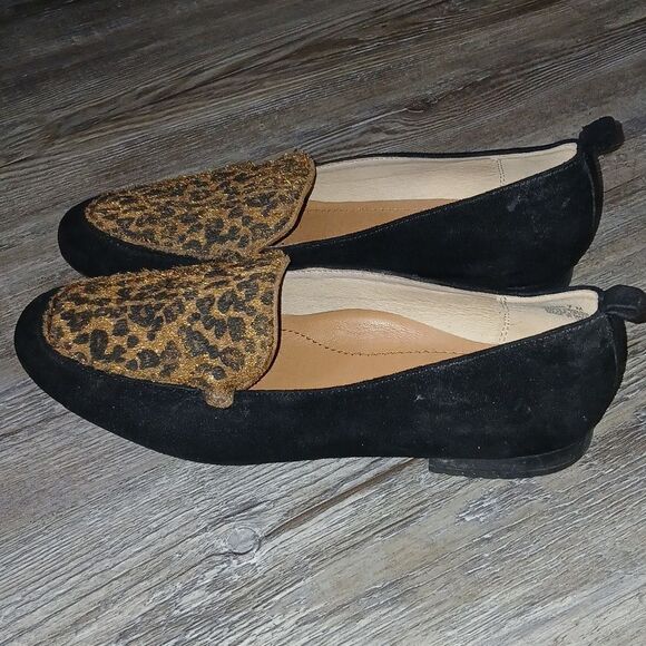 Baretraps Elliana Black Suede Flat with Leopard Print Women SZ 7M - Picture 4 of 8
